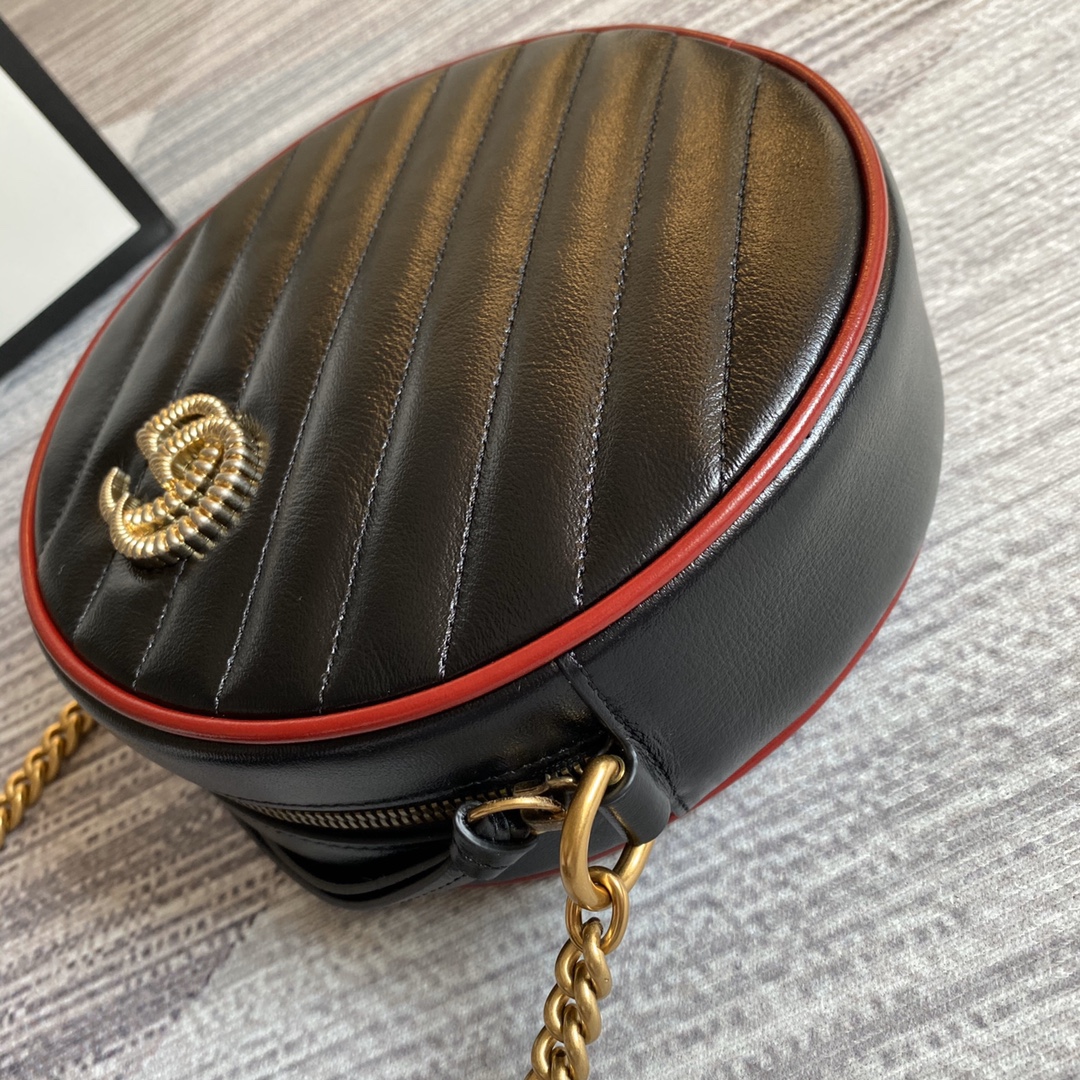 Gucci GG Marmont Mini Round Shoulder Bag 550154 Black